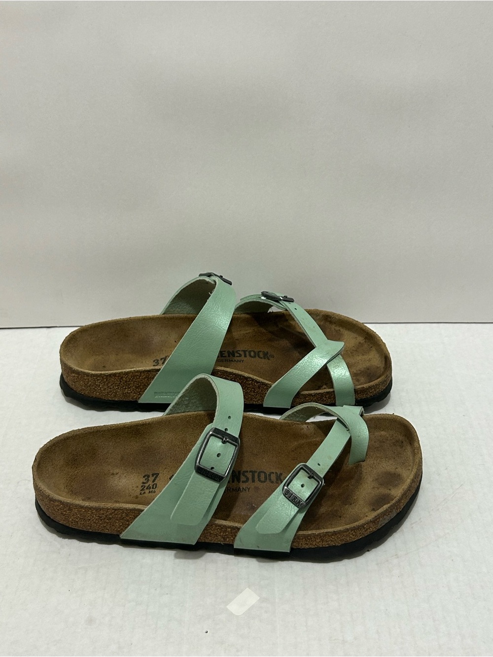 Birkenstock Women's Mint Green Mayari Leather Buckle Sandal Size 37